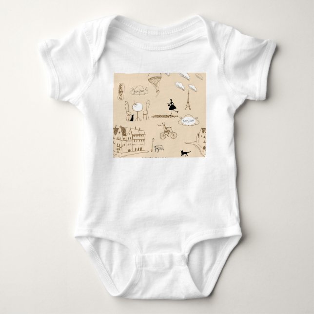 Rosa Französisch: Chic Muster Design. Baby Strampler (Vorderseite)