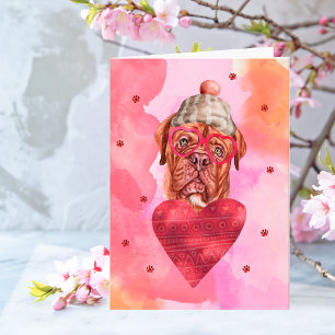 Rosa Französische Dogge Valentinstag Geschenk Hund Karte