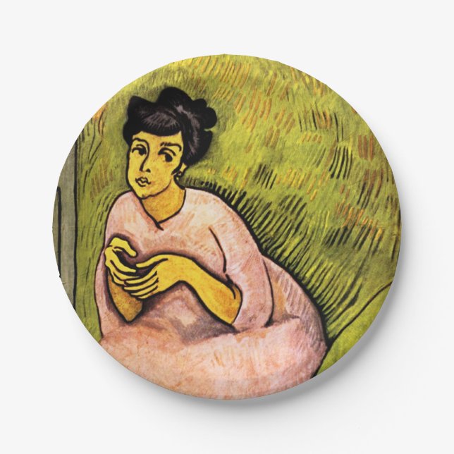 Rosa Frau (elegante Dame) (Portrait von Frauen) Ku Pappteller (Vorderseite)