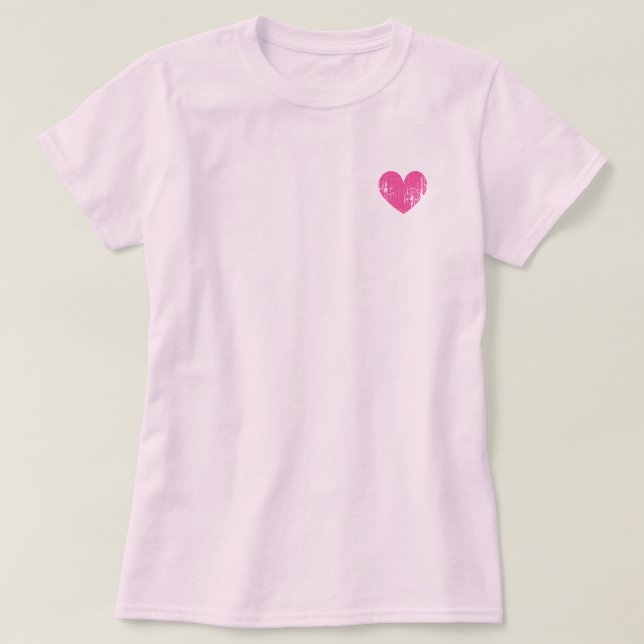 Rosa Frauen-kein-Shirt mit bedrücktem Herzlogo T-Shirt (Design vorne)