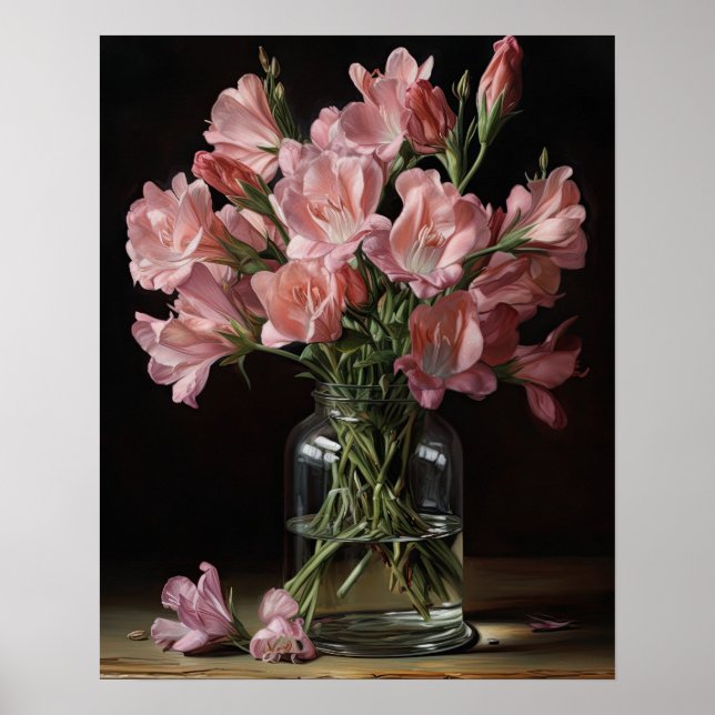Rosa Freesia Blume Art Print Poster (Vorne)