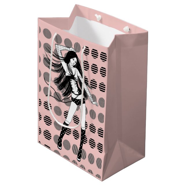 rosa Freundin Tänzerin Mittlere Geschenktüte (Vorderseite Schrägansicht)