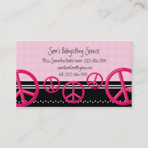 Rosa Friedenszeichen-Babysitter-oder Telefonnummerkarte
