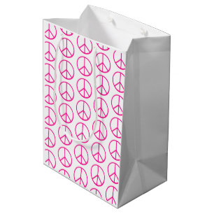 Rosa Friedenszeichen-Geschenkpapier Mittlere Geschenktüte