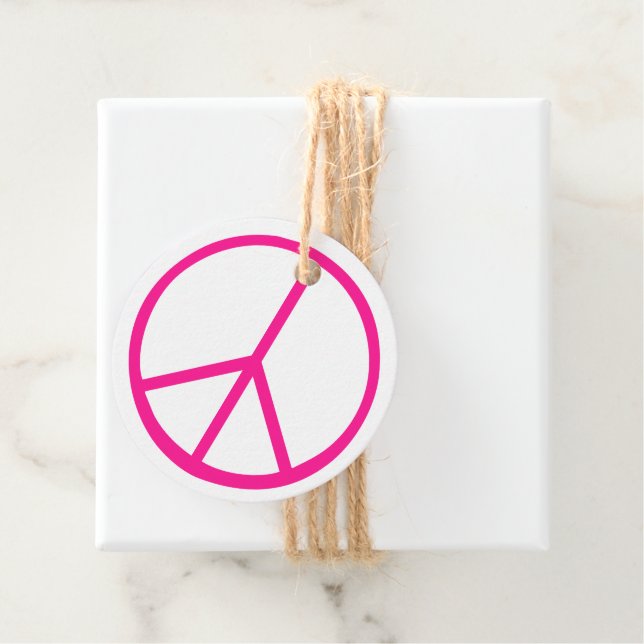 Rosa Friedenszeichen Groovy Geschenkverpackung Geschenkanhänger (Beispiel)