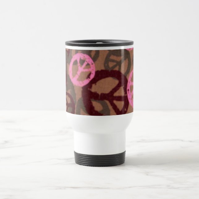 Rosa Friedenszeichen-Reise-Tasse Reisebecher (Mittel)