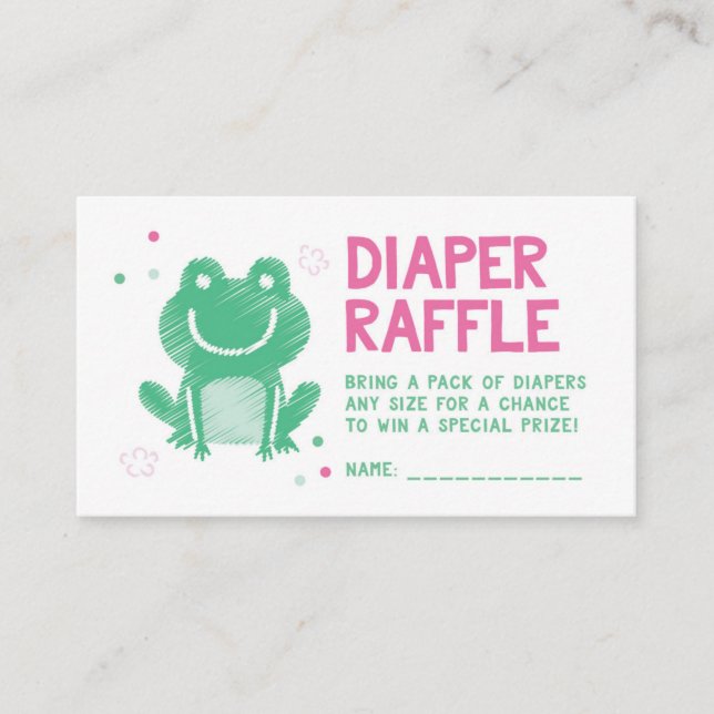 Rosa Frog Diaper Raffel Ticket Begleitkarte (Vorderseite)