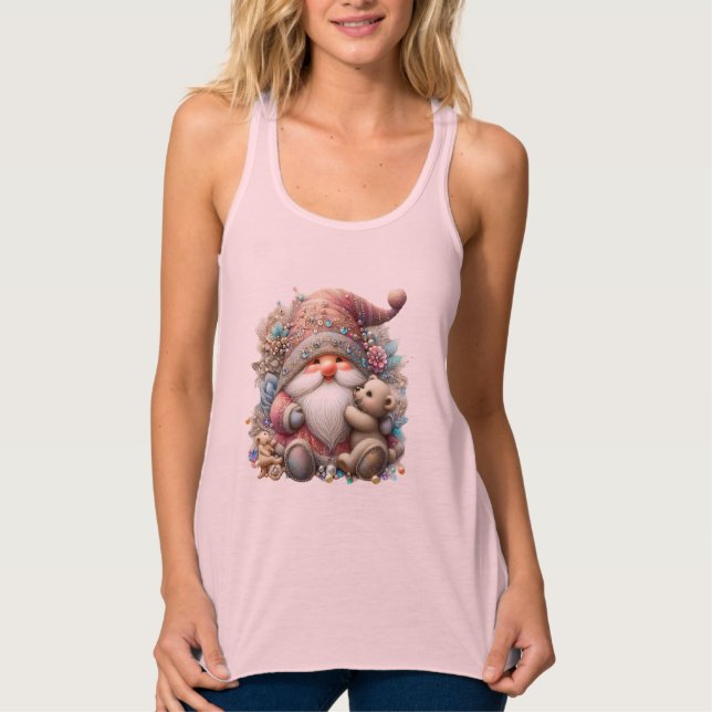 Rosa Frohe Weihnachts-Gnome  Tank Top (Vorderseite)