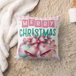 Rosa Frohe Weihnachtsschwärme Kissen