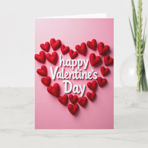 Rosa Frohes Valentinstag-Herzen Karte
