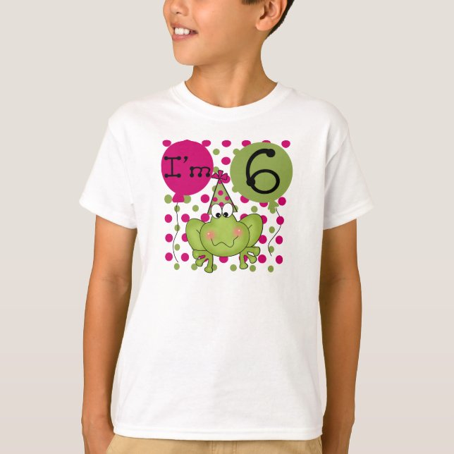 Rosa Frosch-6. Geburtstag T-Shirt (Vorderseite)