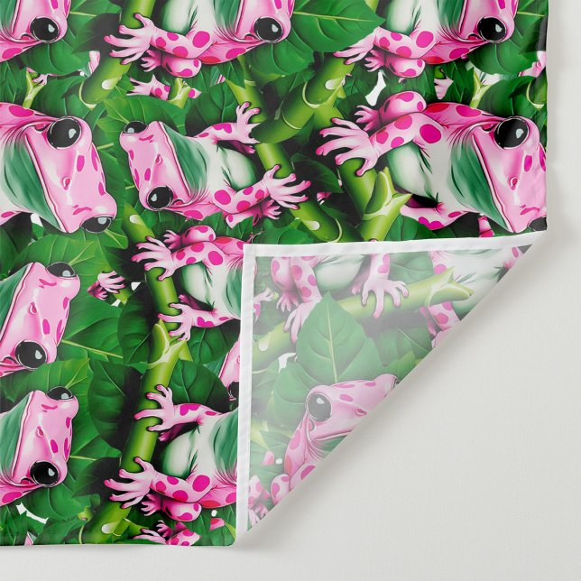 Rosa Frosch auf grünem Blatt Musterdesign  Wandteppich (Von Creator hochgeladen)