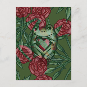 Rosa Frosch Rosen Frösche Muster Rosafarben Frosch Postkarte
