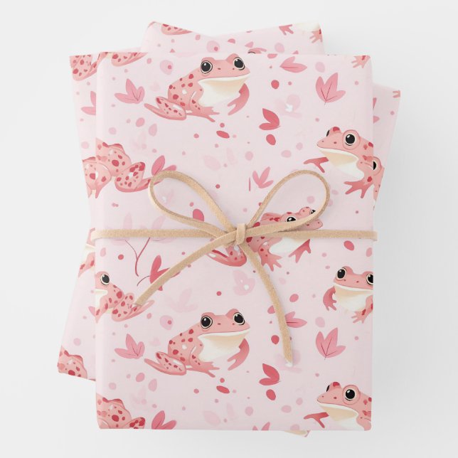 Rosa Frösche Geschenkpapier Set (Beispiel)