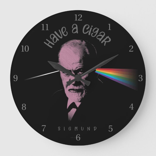 Rosa Fröstling (haben ein Zigar) Große Wanduhr (Vorderseite)