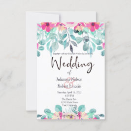 Rosa Frühling Aquarellfarben Blumen Einladung