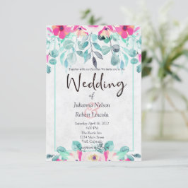 Rosa Frühling Aquarellfarben Blumen Einladung