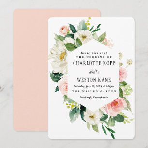 Rosa Frühling Florals Hochzeitseinladung Einladung