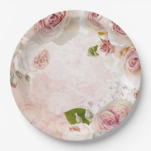 Rosa Frühlings Blume Rose Pastell Collage Pappteller