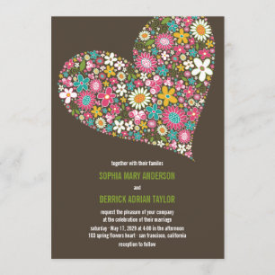 Rosa Frühlings-Blumen-Herz-wunderliche Hochzeit Einladung