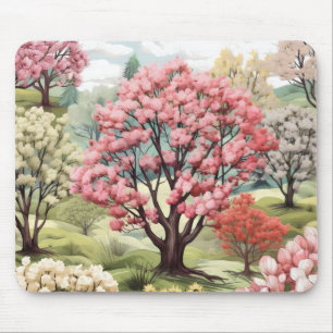 Rosa Frühlingsbaum Mousepad