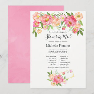 Rosa Frühlingsblumen-Hochzeits- oder Babyparty per Einladung