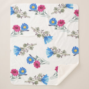 Rosa Frühlingsblumen Wasserfarben Botanisch Sherpadecke