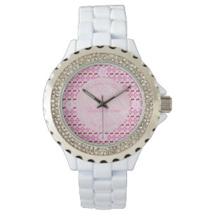 Rosa Frühlingsblüte und Kirschen Armbanduhr