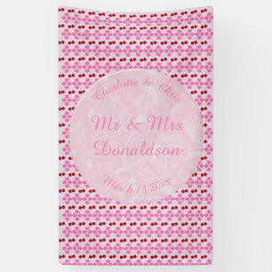 Rosa Frühlingsblüte und Kirschen Banner