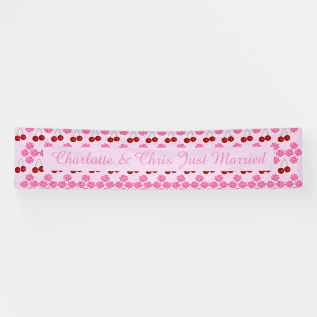 Rosa Frühlingsblüte und Kirschen Banner (Horizontal)