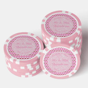 Rosa Frühlingsblüte und Kirschen Pokerchips
