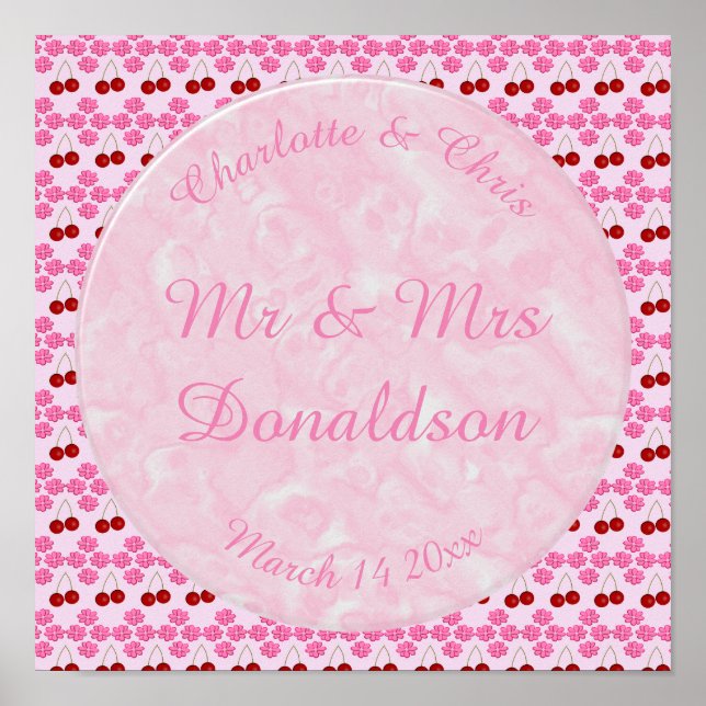 Rosa Frühlingsblüte und Kirschen Poster (Vorne)