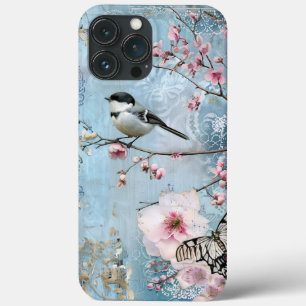 Rosa Frühlingsblüten Decoupage Shabby Chic Vogel Case-Mate iPhone Hülle