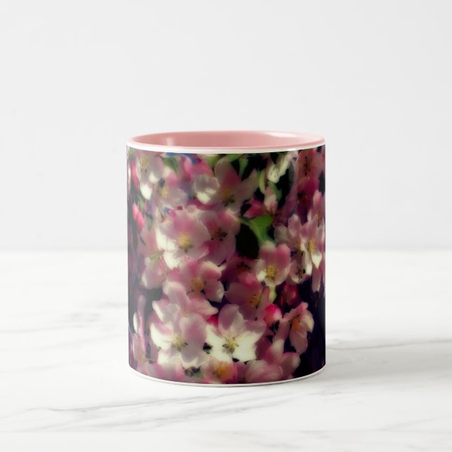 Rosa Frühlingsblüten Zweifarbige Tasse (Mittel)