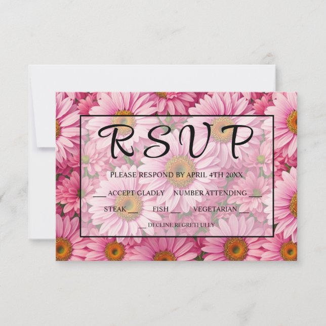 Rosa Frühlingsblütenrosa Gänse Retrosa Blume RSVP Karte (Vorderseite)