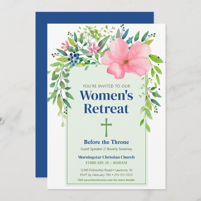 Rosa Frühlingsfloralfrauen Einladung zur Rückkehr (Vorne/Hinten)