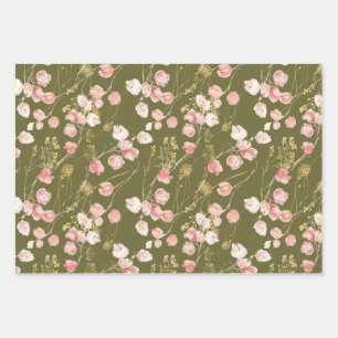 Rosa Frühlingsmuster Sommergarten Geschenkpapier Set