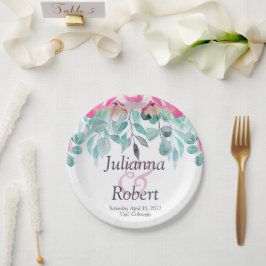 Rosa Frühlingswasserfarbe Blumenzettel Pappteller