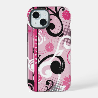 Rosa Frutiger Metro Floral iPhone 15 Hülle