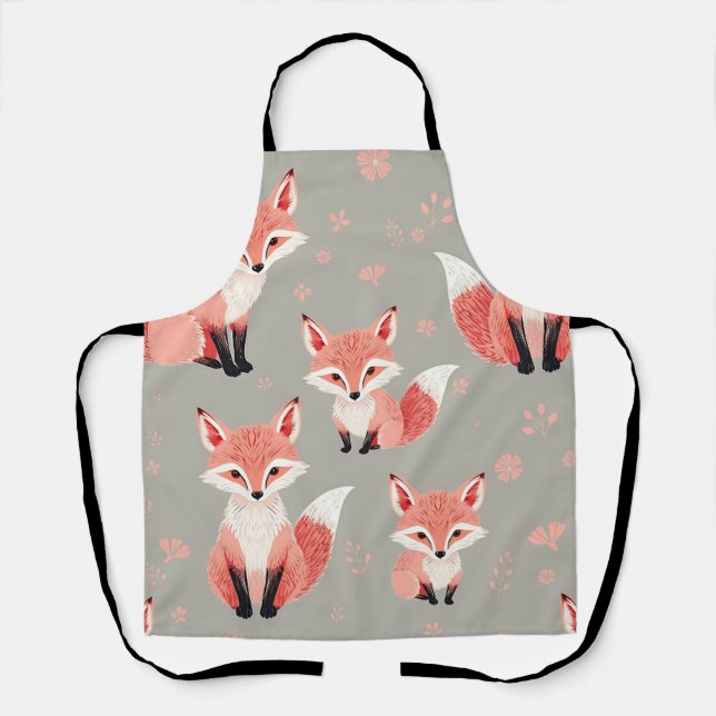 Rosa Fuchsbaby-Nursery Süßes Waldtier-Muster Schürze (Vorderseite)