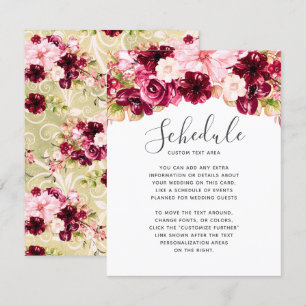 Rosa-fuchsia Blumenrand-Hochzeitsplan Einladung