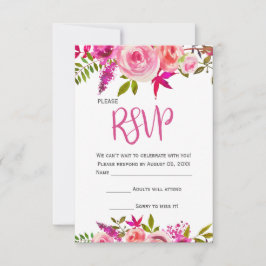 Rosa Fuchsia Botanische Blumenkarte RSVP Karte