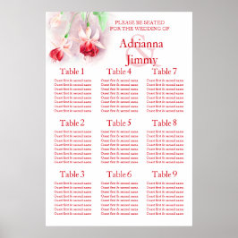 Rosa-Fuchsia-Hochzeitstisch-Tischplaner 1-9 Poster