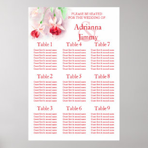 Rosa-Fuchsia-Hochzeitstisch-Tischplaner 1-9 Poster