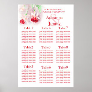 Rosa-Fuchsia-Hochzeitstisch-Tischplaner 1-9 Poster