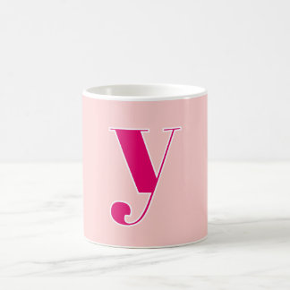 Rosa & Fuchsia personalisierte Monogramm-Initiale Kaffeetasse