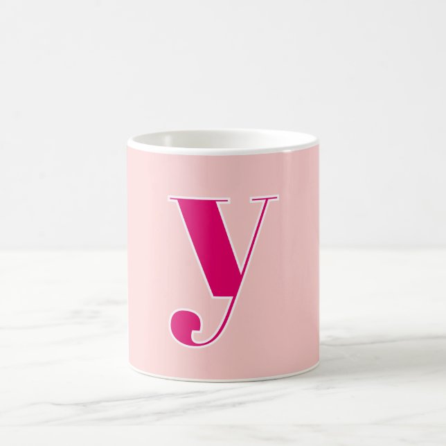 Rosa & Fuchsia personalisierte Monogramm-Initiale  Kaffeetasse (Mittel)
