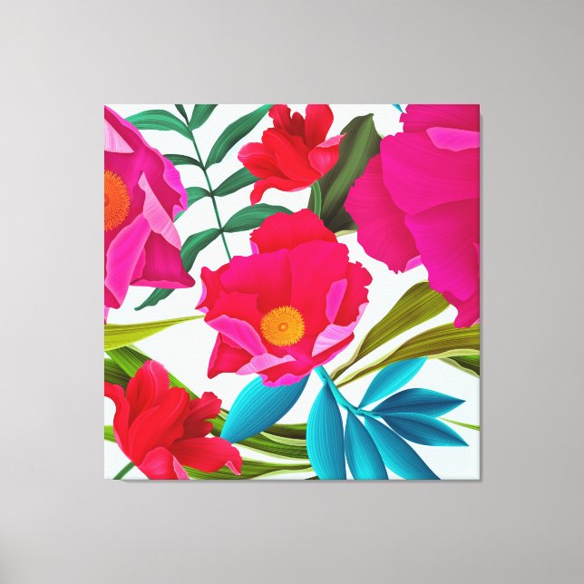 Rosa Fuchsien und rote Blume Leinwanddruck (Vorderseite)
