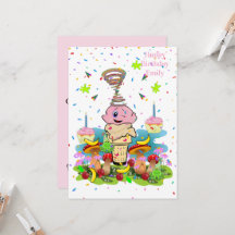 Rosa FUN Cupcake Alles Gute zum Geburtstag Einladu