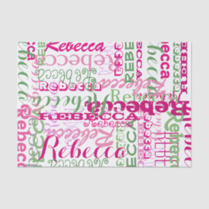 Rosa Fun Name Collage Allover Print Seidenpapier
